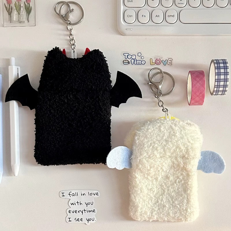 Kawaii Plüsch Kpop-Fotokartenhalter Engel Welpe Teufel Kätzchen Foto-Display-Halter, Höhe: 7,6 cm - Bild 1