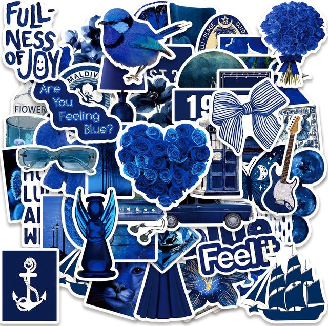50 Stück Künstlerische Aufkleber in Deep Blue für Reise, Gitarre, Gepäck und Skateboards von BulingBulingStickers Store - Bild 1