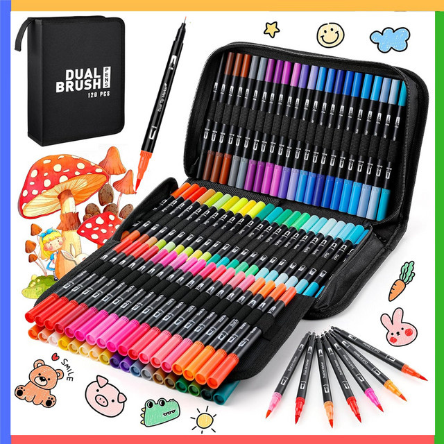 120 Farben Aquarellstift-Set mit zwei Spitzen in Multicolour für Schule und Büro zum Zeichnen und Skizzieren - Bild 1
