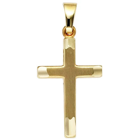 Colfem Anhänger Kreuz, 333 Gold, Gelbgold, mattiert, Unisex - Bild 1