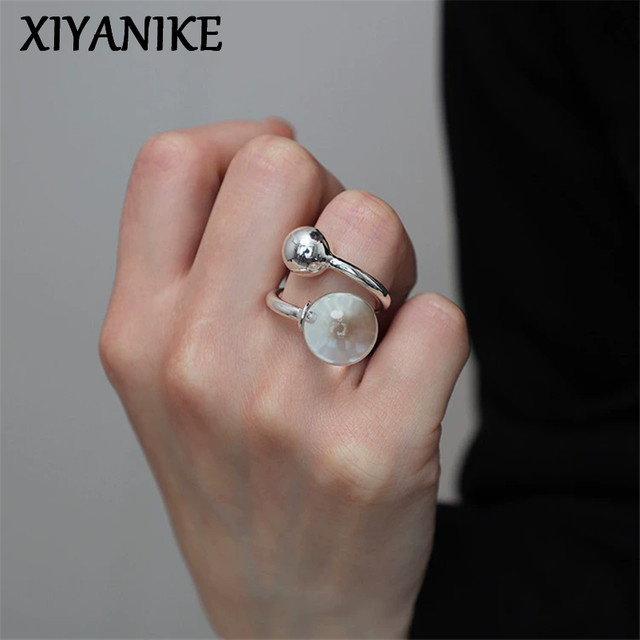 XIYANIKE Ring, weiße Kristallperlen, verstellbar, Damen - Bild 1