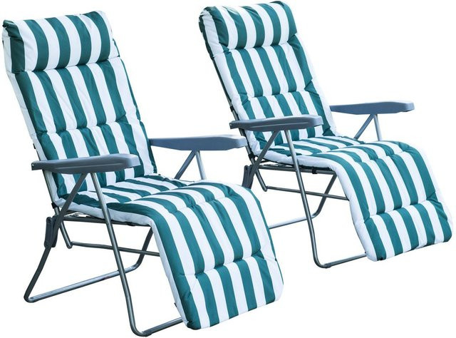 Outsunny Gartenliegen-Set aus Stahl mit Polsterung, 2-teilig, Grün-Weiß, B/H/T: 75 x 102 x 60 cm - Bild 4