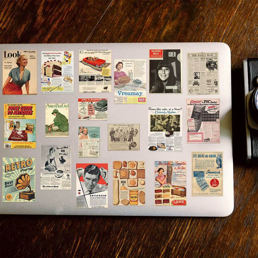 50 Stück Vintage Zeitungs- und Magazin-Aufkleber aus Papier in Multicolour für DIY Scrapbook, Laptop und Dekoration - Bild 2