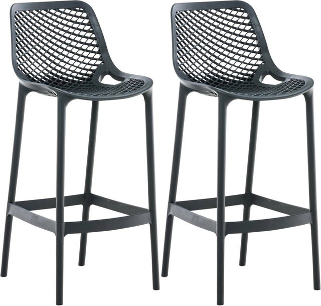 DELUKE 2er Set Barhocker BUNIM aus Kunststoff in Dunkelgrau, Barstühle mit Lehne, B/T/H: 45 x 53 x 105 cm - Bild 1