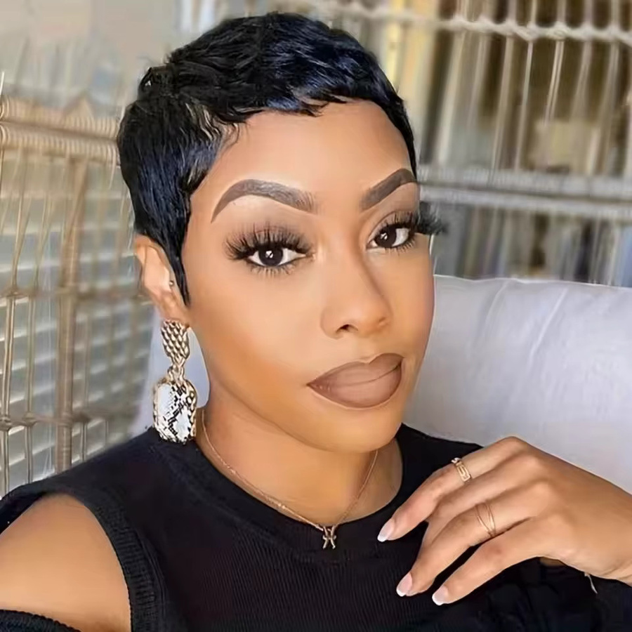 OYM HAIR Pixie-Perücke, schwarz, Echthaar, Damen - Bild 3