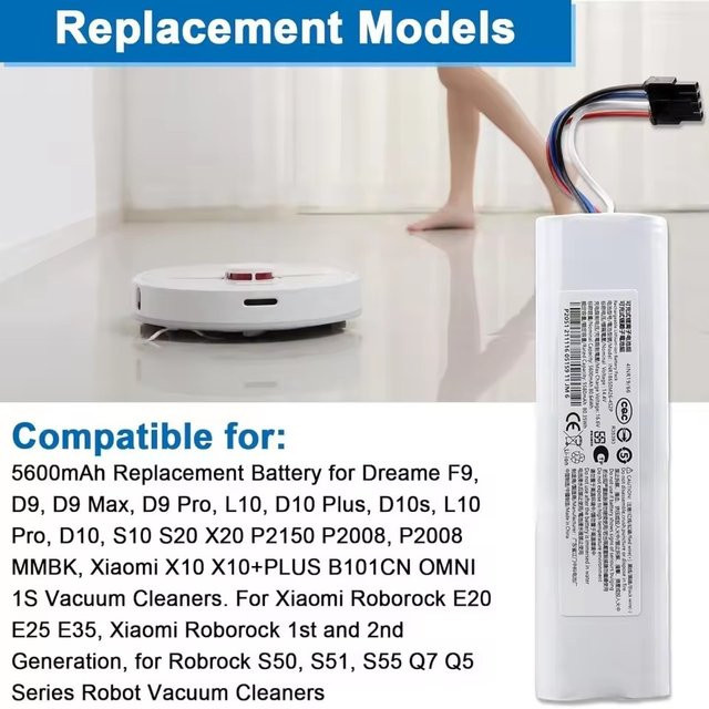 Ersatzakku 14,4V 12800mAh für Xiaomi Mijia und Dreame S10 D9 F9 L10Pro L10Plus in Weiß - Bild 1