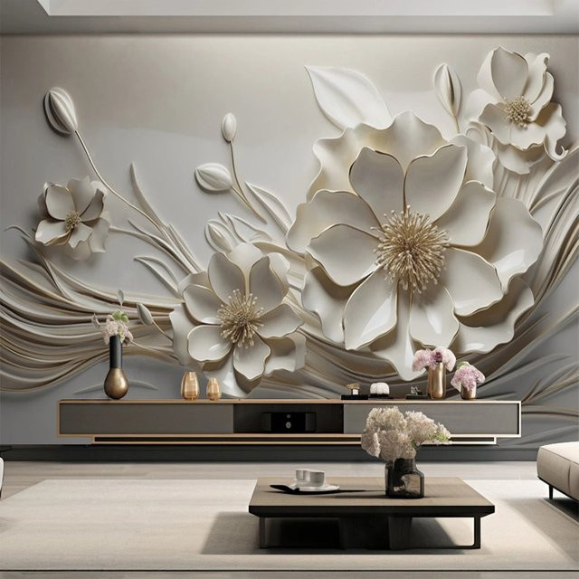 Jiadou 3D geprägte Blumen Tapete mit kreativem Wandbild Design für Wohnzimmer und Schlafzimmer - Bild 1