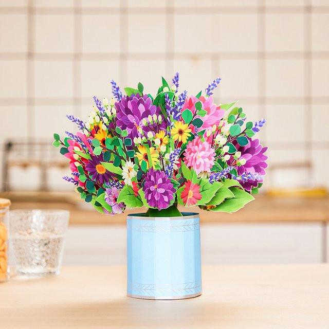 Opjoys Pop-Up-Karte Frühlings-Blumen-Kuchen in Mehrfarbig - Bild 1