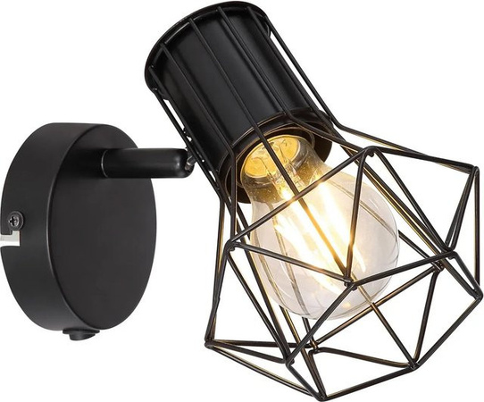 Globo Wandstrahler Priska Schwarz aus Metall mit verstellbarem LED-Leuchten-Design und E27 Fassung