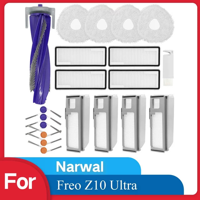 HOME TIMES Zubehör Ersatzteile Set für Narwal Freo Z10 Ultra und Freo Z10 Roboterstaubsauger mit Hauptbürste, Hepa-Filter und Wischtüchern - Bild 1