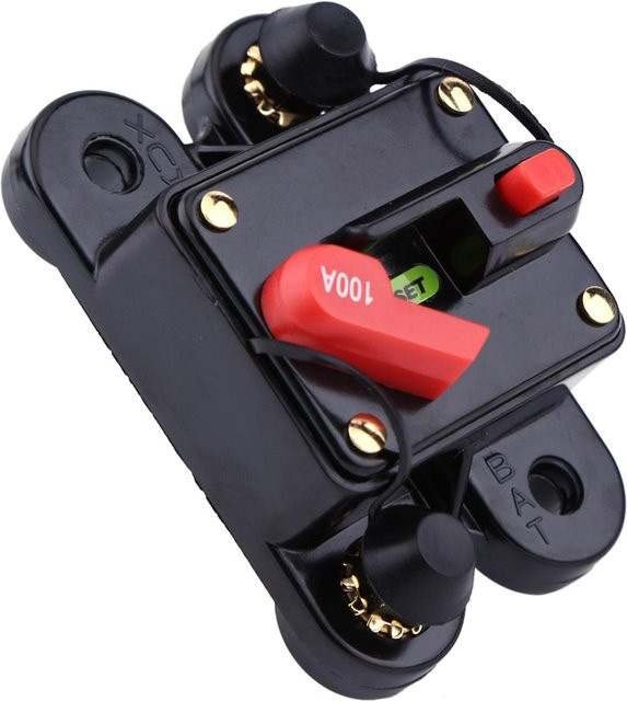 CosyHome DC12V Trennschalter Circuit Breaker mit Reset-Funktion für Auto, Marine und Stereo Audio, 100A, in Rot und Schwarz - Bild 1