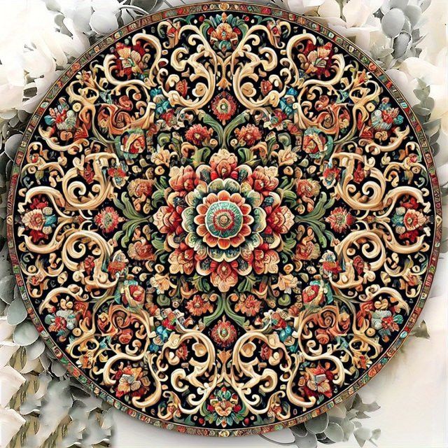 Potdemiel Vintage-Wandkunst im persischen Stil aus Aluminium, rund, Multicolor, Durchmesser: 20,3 cm - Bild 1