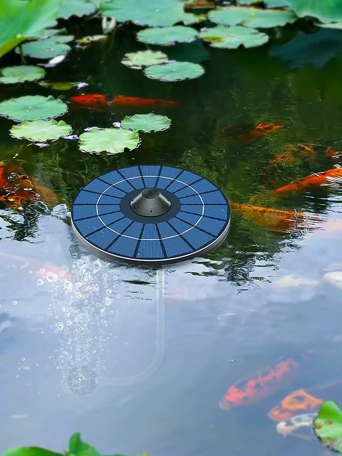 APWIKOGER Solarbetriebener schwimmender Teichbelüfter mit Luftschlauch und Blasenstein sowie automatischer Abschaltung für die Vogeltränke - Bild 6