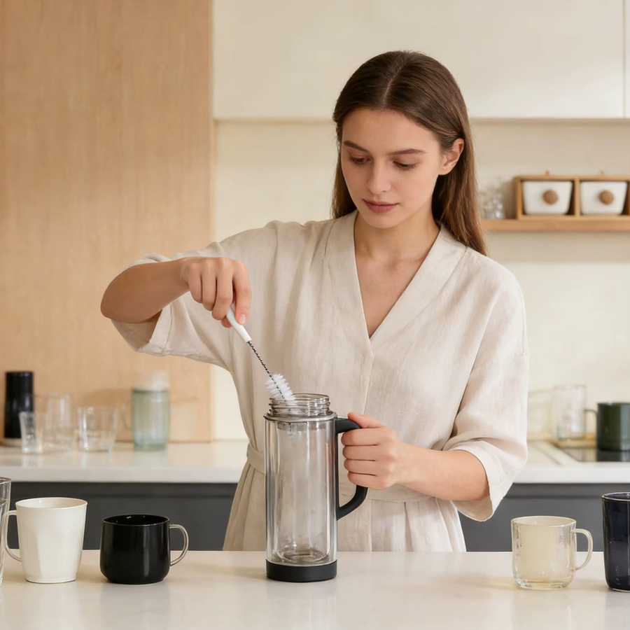 5-teiliges flexibles Flaschenbürsten-Set in Weiß aus Silikon und Edelstahl zur Reinigung von Babyflaschen, Milchpumpen, Strohhalmen und Entsafterdeckeln - Bild 2