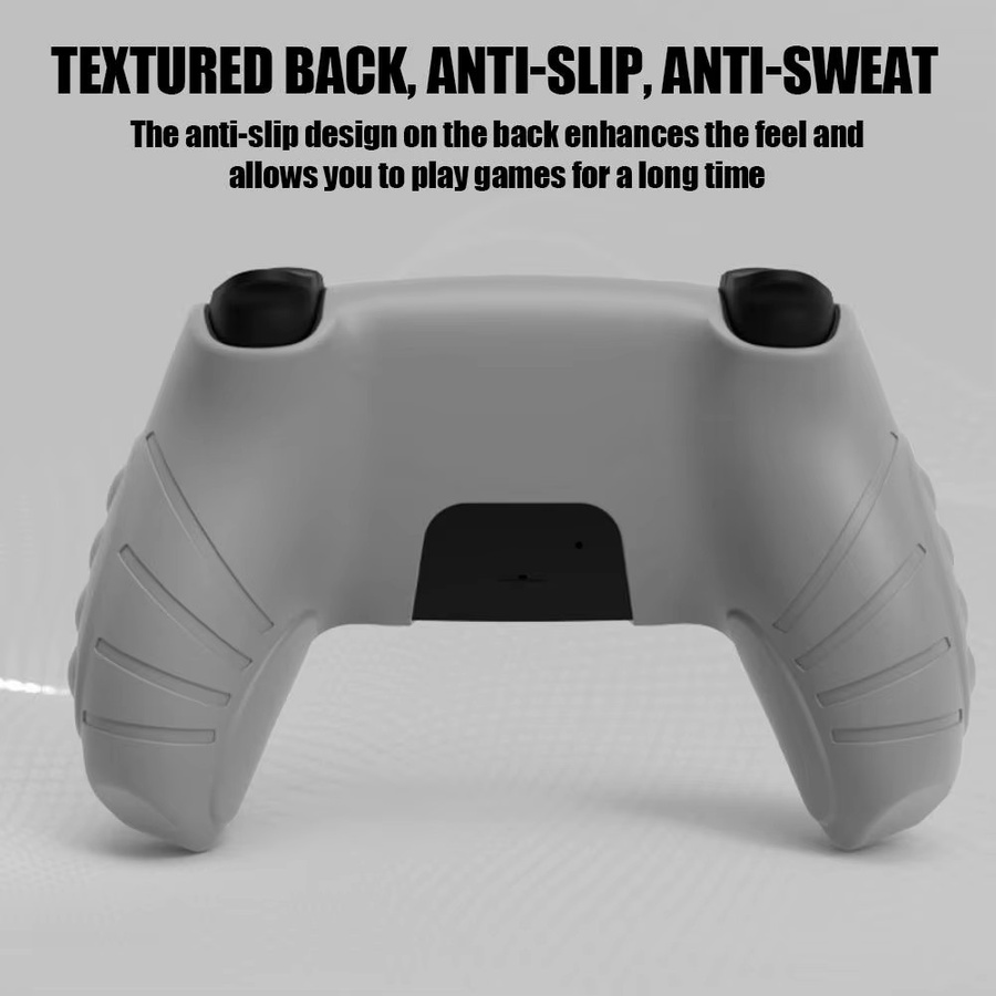 Rutschfeste Silikon-Schutzhülle für PS5 Game Controller inklusive Daumen-Stick-Griffkappen und Stoßstangenabdeckung in Grau - Bild 3