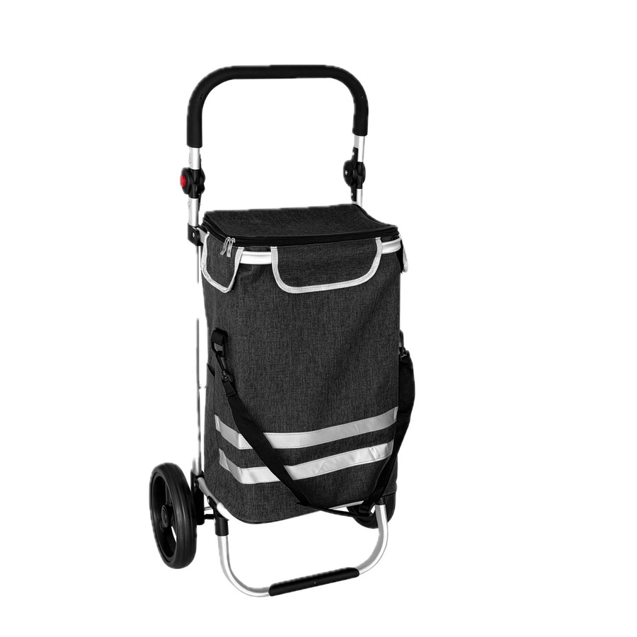Relaxdays Einkaufstrolley aus Aluminium mit Kühltasche in Schwarz, klappbar, B/T/H: 49 x 38 x 104 cm - Bild 2