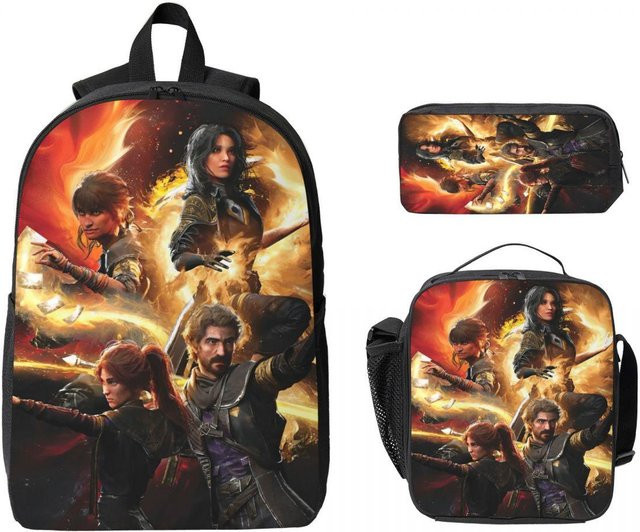 Expedition 33 Rucksack-Set für Kinder in Schwarz mit Federmäppchen und Brotdose von Fancy Style Studio - Bild 1