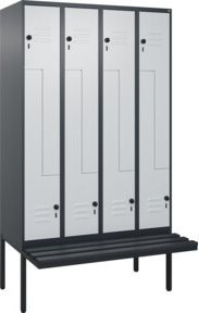 C+P Z-Spind Classic PLUS Sitzbank mit 8 Fächern, auskragendes Design, Kunststoff-Sitzfläche, B/T/H: 212,0 x 120,0 x 81,5 cm, Farben: Anthrazit, Grau, Schwarz - Bild 1