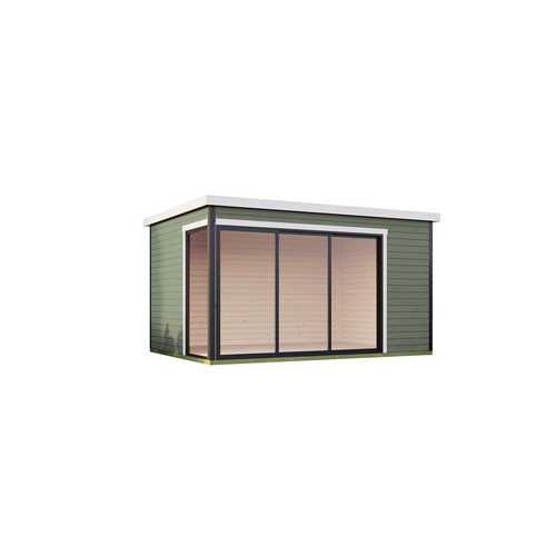 Lasita Gartenhaus Austin Blockbohlenhaus mit Flachdach in Grau-Grün lasiert, B/H/T: 439,6 x 239,4 x 319,6 cm - Bild 2