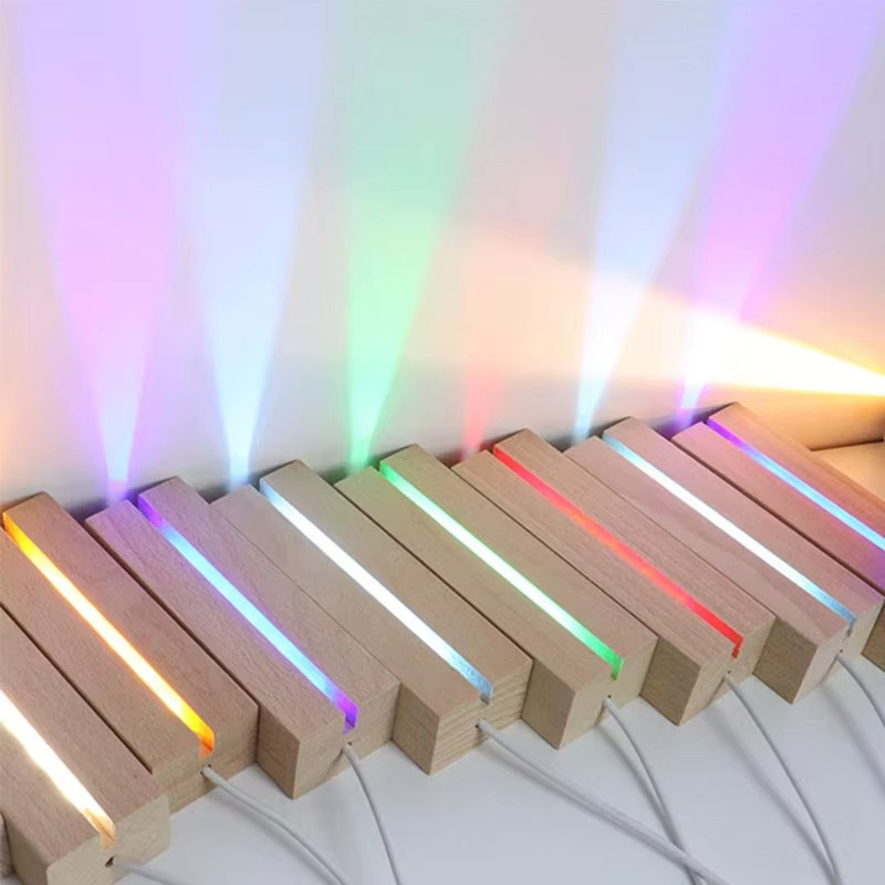 LED-Nachtlichtbasis aus Holz mit USB-Schalter für Glaskunst und Harzdekoration, rechteckiges Design in modernem Stil - Bild 3
