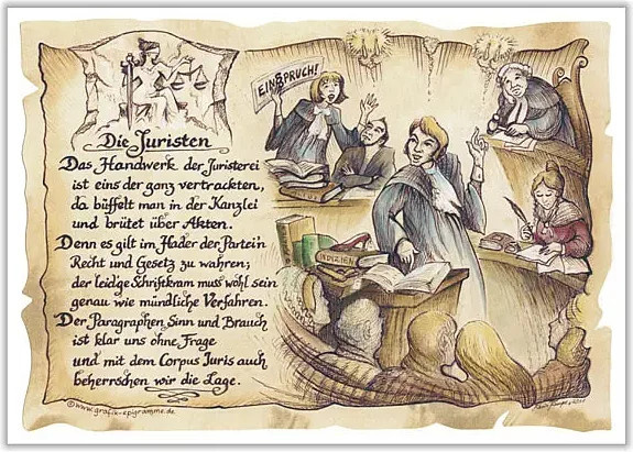 Zunftbild Jurist als Paper Poster auf Antikpapier in Braun, Schwarz und Multicolour, Höhe: 29,7 cm, Breite: 21,0 cm - Bild 1