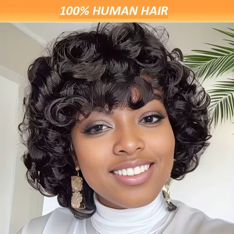OYM HAIR Bob-Perücke mit Pony, 100 % Echthaar, Schwarz, Damen - Bild 3