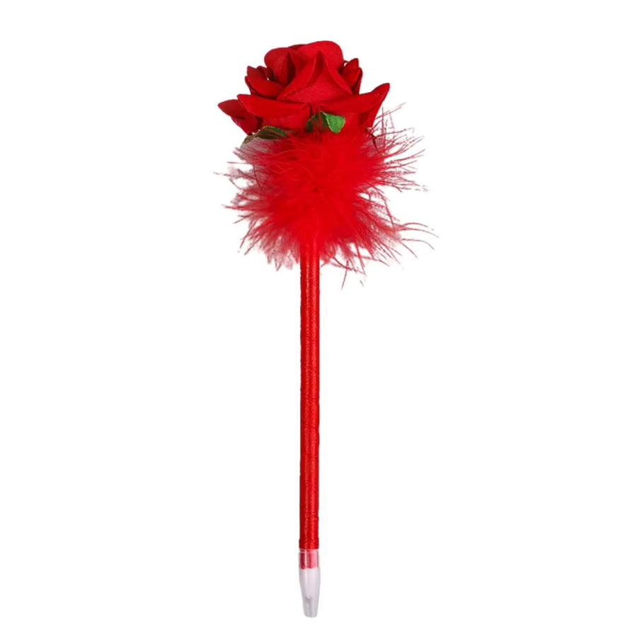 Kreativer Kugelschreiber mit Rose im Kawaii-Design, Farbe: Rot - Bild 2