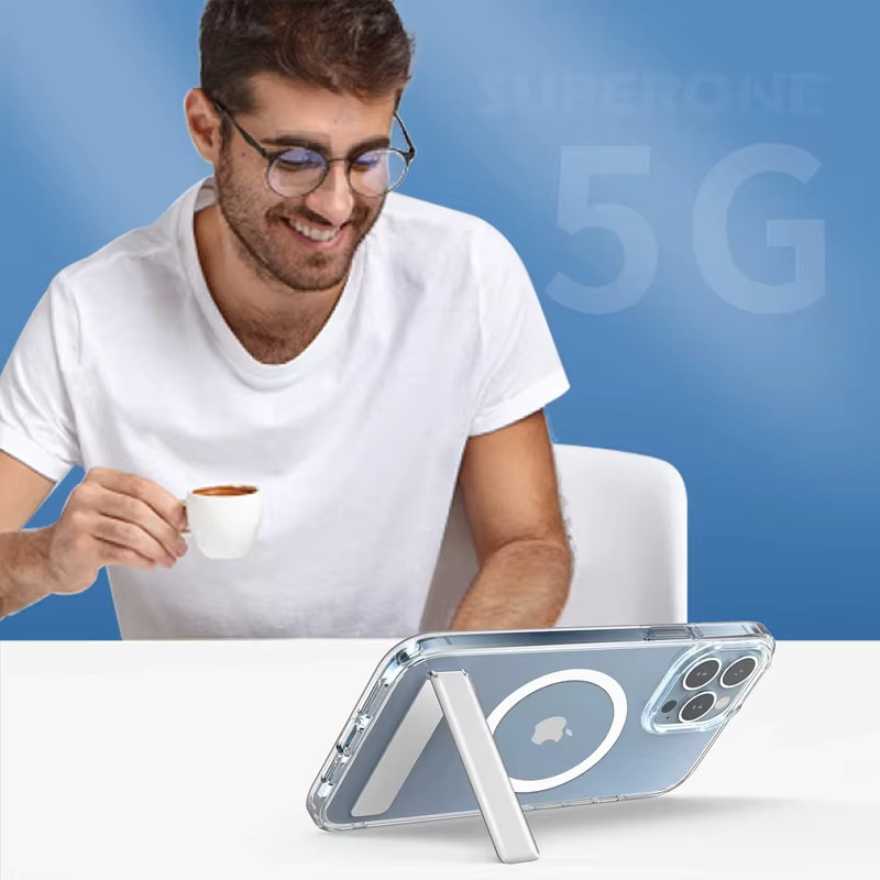 UYUXIO Magnetische Handyhülle mit Ständer für iPhone 17 16 15 14 13 12 11 Pro Max Plus, Transparent - Bild 6