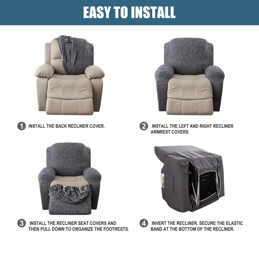Elastischer Loungesessel-Bezug von Yiran Furniture in Grau aus Jacquard-Polyester für 1-Sitzer Sessel - Bild 4