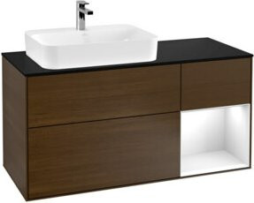 V&B Waschtischunterschrank Finion mit Wandbeleuchtung, Weiß lackiert, Breite: 120 cm, Höhe: 50,1 cm, Tiefe: 50,1 cm - Bild 1