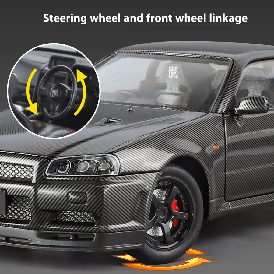 CCA GTR-R34 Automodell, Kohlefaser, Maßstab 1:24, mit Licht und Sound - Bild 3