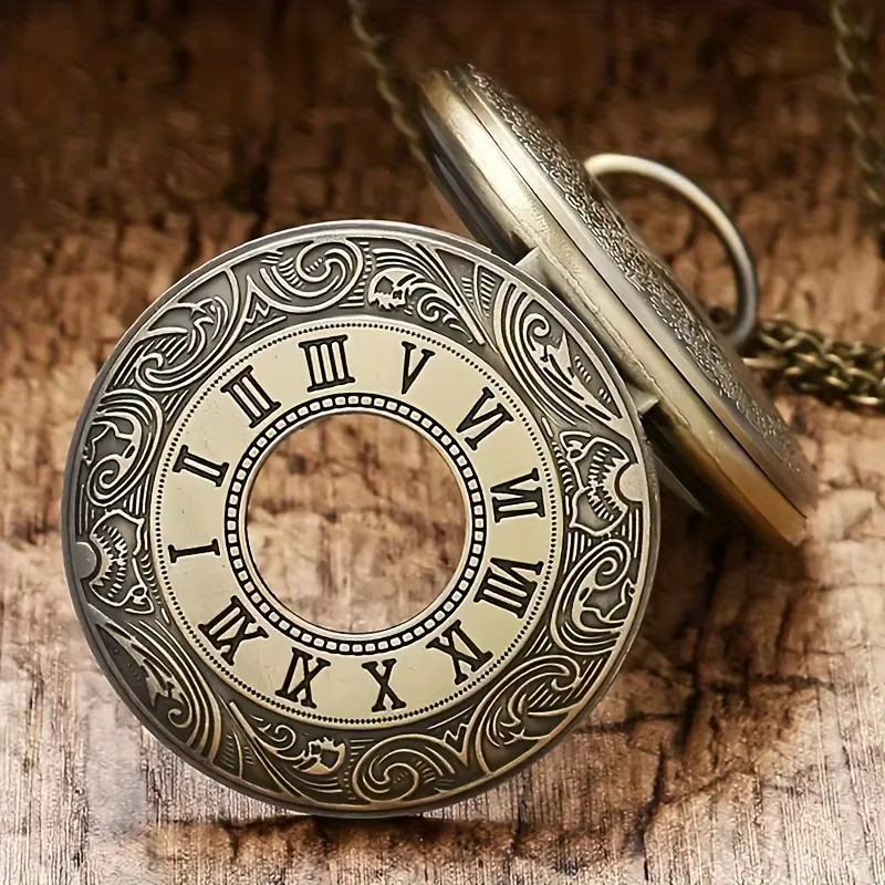 JBAILI Halsketten Anhänger Taschenuhr, Quarz, Bronze, Unisex - Bild 2