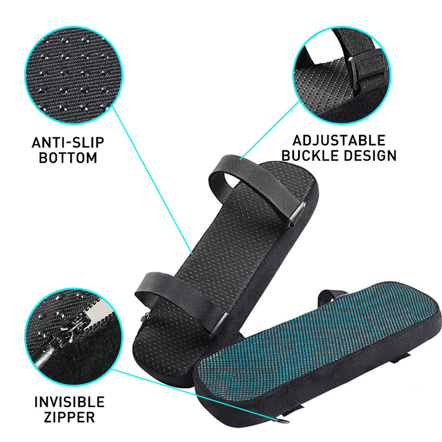 Ergonomische Armlehnenpolster in Schwarz als Set für Bürostühle, Gaming-Stühle und Schreibtischstühle zur Unterstützung deiner Gelenke - Bild 2