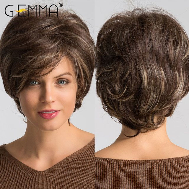 GEMMA Synthetische Perücke, kurzer Pixie-Schnitt, braun-blond, Damen - Bild 1