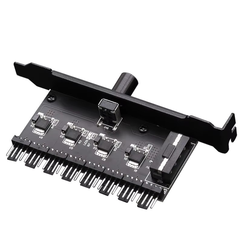 Angitu PWM Lüfter-Hub mit 8 Ports und SATA-Anschluss, Schwarz - Bild 2