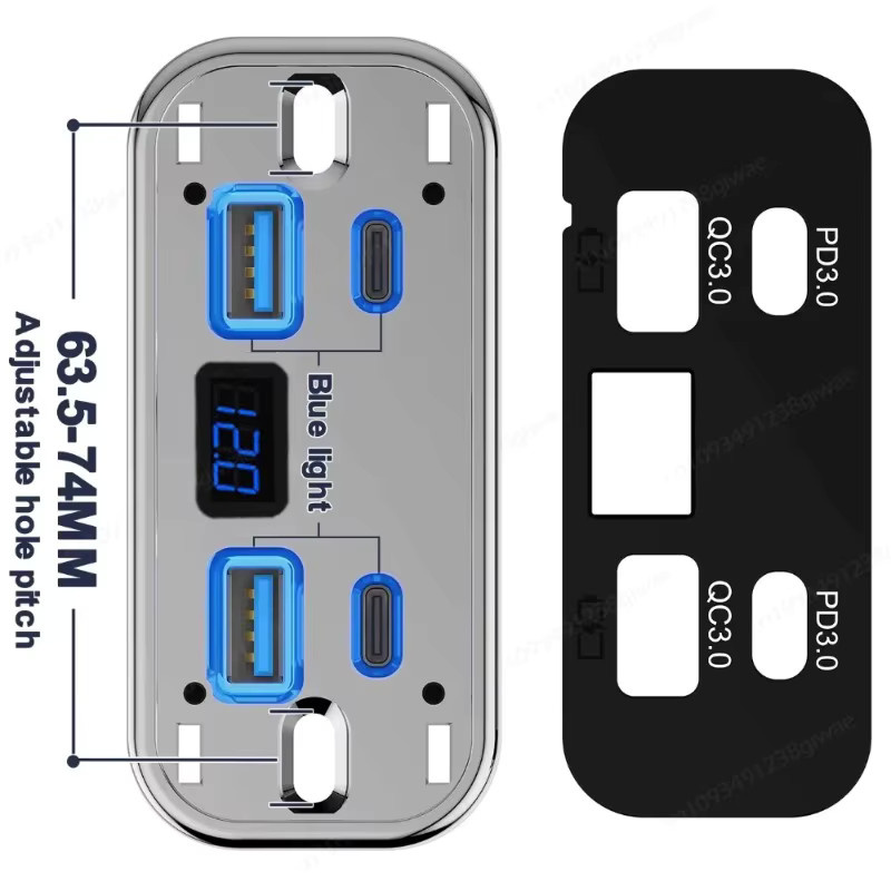 4-Port USB Ladegerät für Wohnmobile und Lkw mit Dual PD3.0 und Dual QC3.0 Buchsen, Schwarz, 12-24V - Bild 5