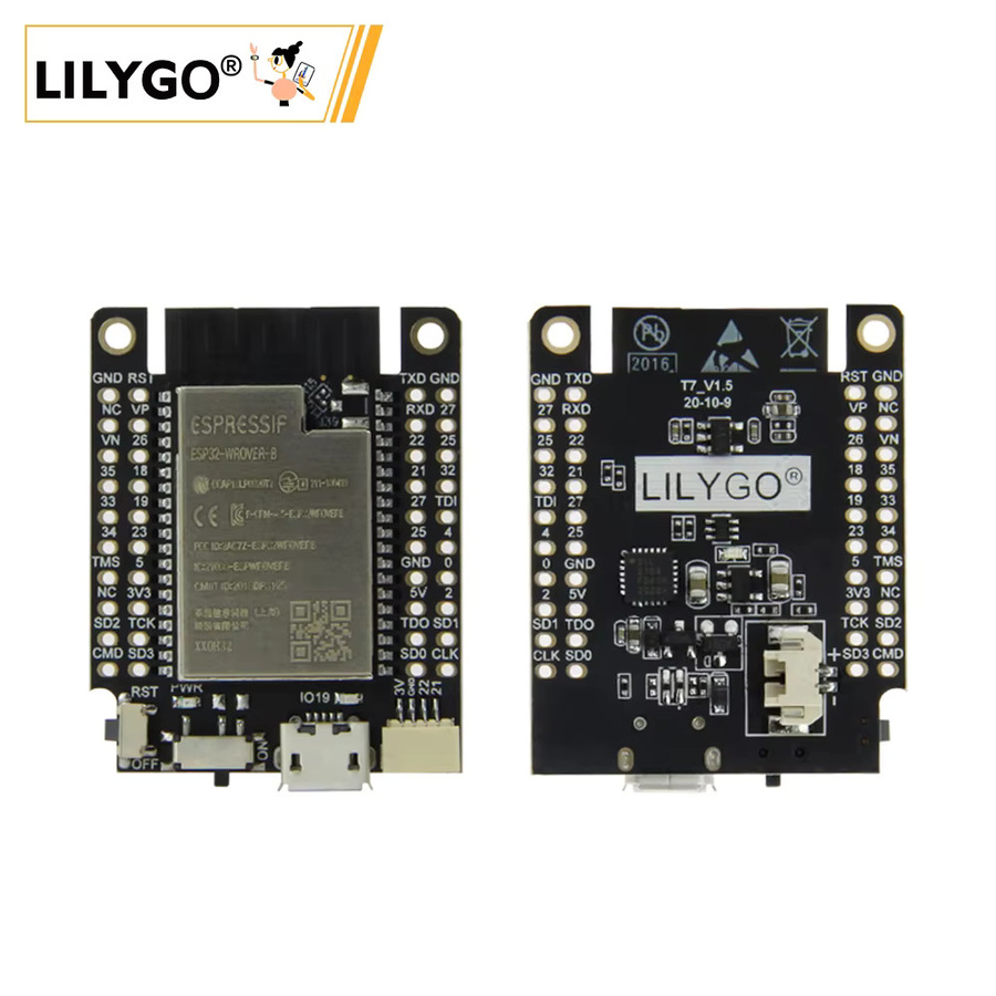 LILYGO TTGO T7 Mini32 V1.5 ESP32-WROVER-B Entwicklung Platine mit Dual Core PSRAM, Wi-Fi und Bluetooth, Schwarz - Bild 4