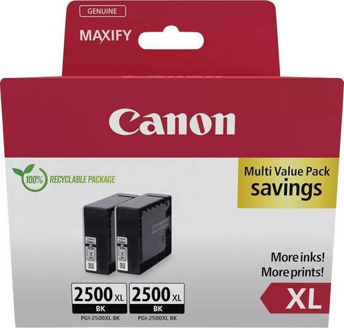 Canon Original PGI-2500XL BK Tintenpatronen Twin Pack Schwarz 2er-Pack (70,9 ml) für MAXIFY iB4050, iB4150, MB5150, MB5155, MB5350, MB5450 - Bild 1