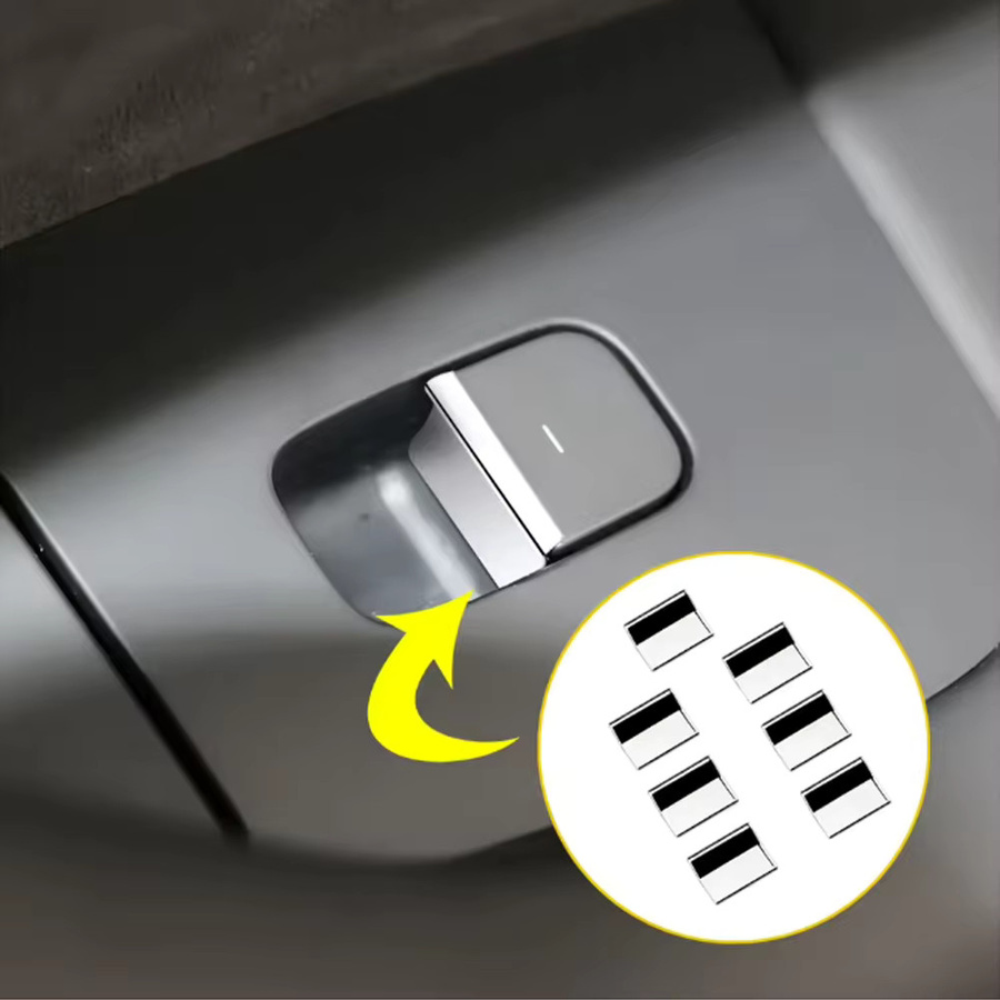 7er Set Fensterheber Schalter Abdeckung für Tesla Modell Y, Modell 3 und Model 3 Highland 2021-2024 in Silber von A Little Change - Bild 3
