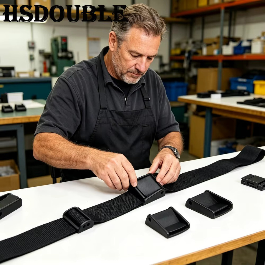 HSDOUBLE Verstellbare Klemmschnalle aus Kunststoff in Schwarz für Gurtband 15-50mm als Zubehör für Haustierwesten, Rucksäcke und Gepäckgurte - Bild 5