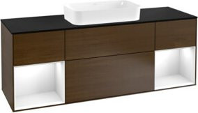 Villeroy & Boch Finion Waschtischunterschrank mit Abdeckplatte in Walnuss Furnier, Farbe Braun, B/T/H: 160 x 60 x 50,1 cm - Bild 1
