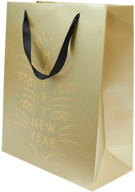 Rico Design Paper Poetry Geschenktüte Happy New Year in Gold, B/T/H: 26 x 12 x 32 cm - Bild 1