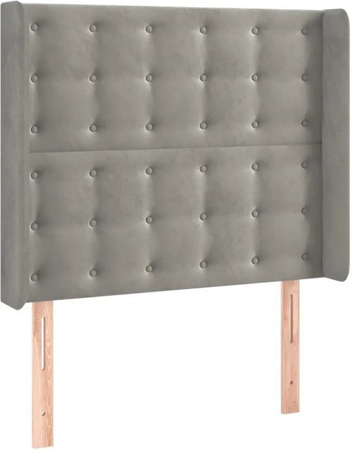 vidaXL LED Kopfteil aus Samt in Hellgrau mit USB-Ladeport und integrierter Beleuchtung, B/T/H: 83 x 16 x 118/128 cm - Bild 1