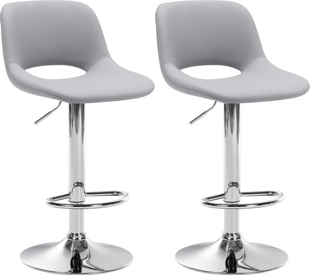 2er Set Barhocker Camden von CLP in Grau mit Kunstleder-Bezug - Bild 1