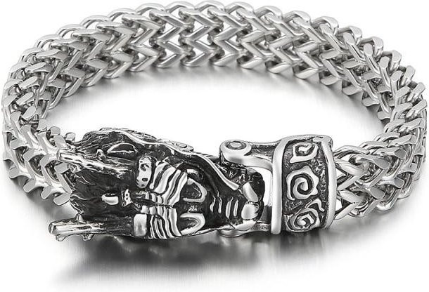 Armband Drachenkopf, Edelstahl, Schwarz, Herren, 22cm - Bild 1