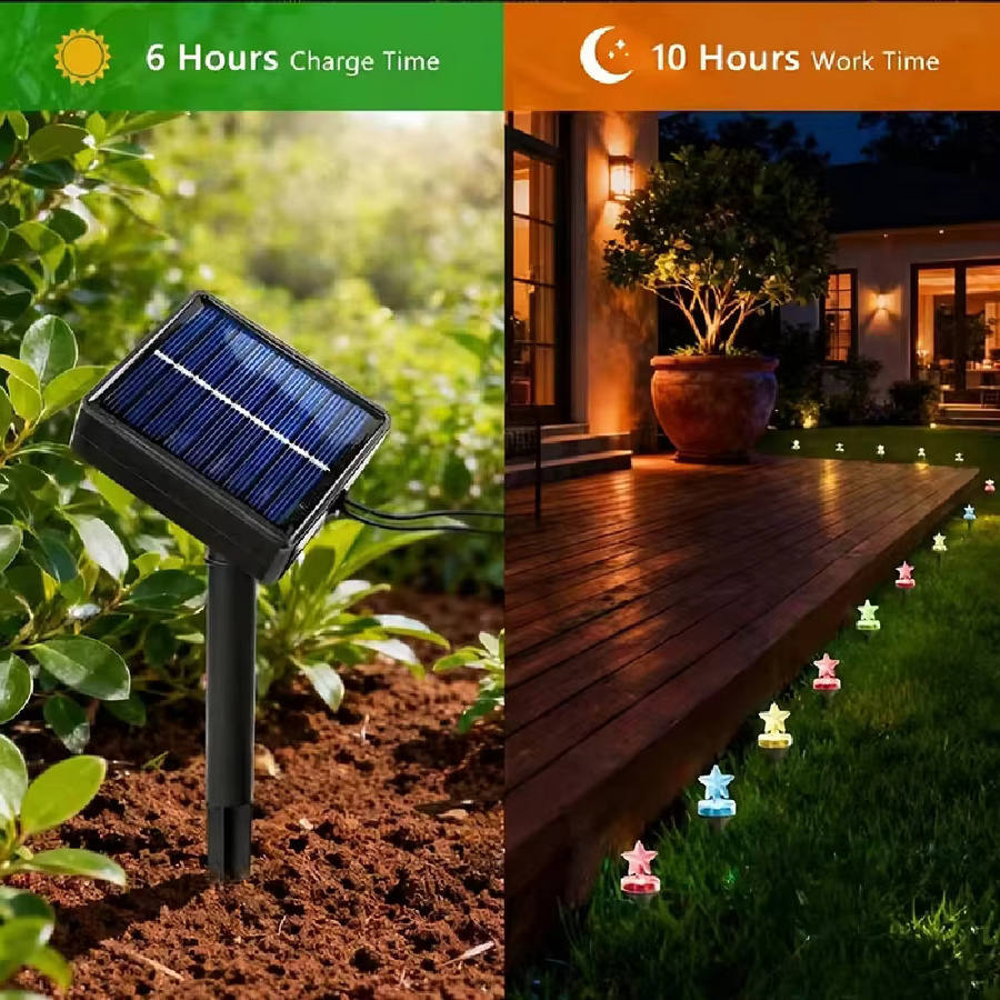 OSIDEN Solar-Gartenleuchten mit 20 LEDs in Sternform, Mehrfarbig, 8 Modi für Garten und Außenbereich - Bild 2