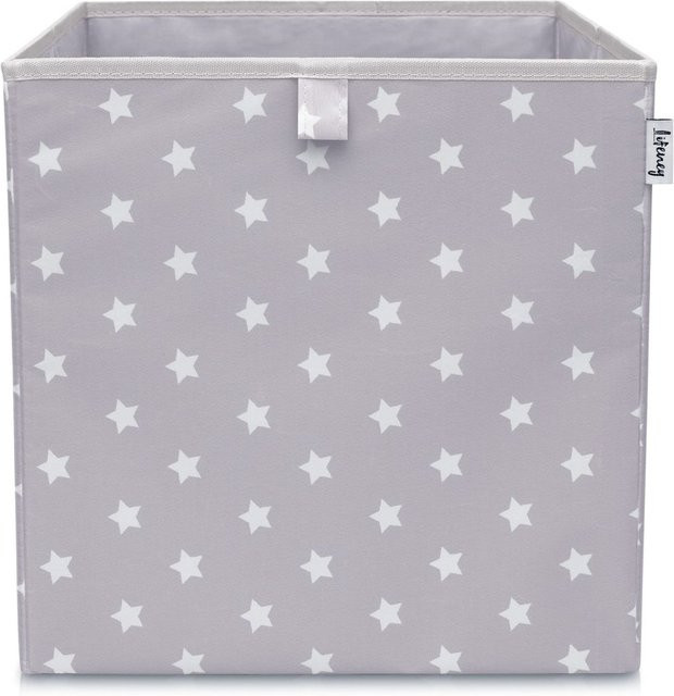 Lifeney Aufbewahrungsbox Sterne in Grau und Weiß aus Stoff, B/T/H: 33 x 33 x 33 cm - Bild 1