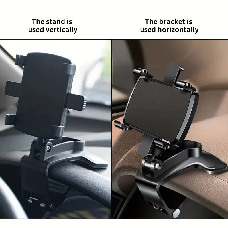 BRYNTHORX Multifunktionaler Auto-Handyhalter für das Armaturenbrett mit 360 Grad Drehung und GPS-Halterung, Schwarz - Bild 2