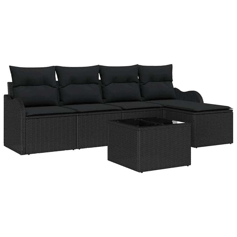 vidaXL Garten-Sofa-Set aus Poly Rattan in Beige mit 6-teiligem Set, Kissen und integriertem Stauraum - Bild 2
