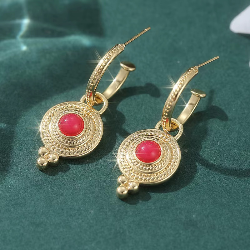 YoYo Ohrringe, Gold, Rubin, Damen, Vintage - Bild 3
